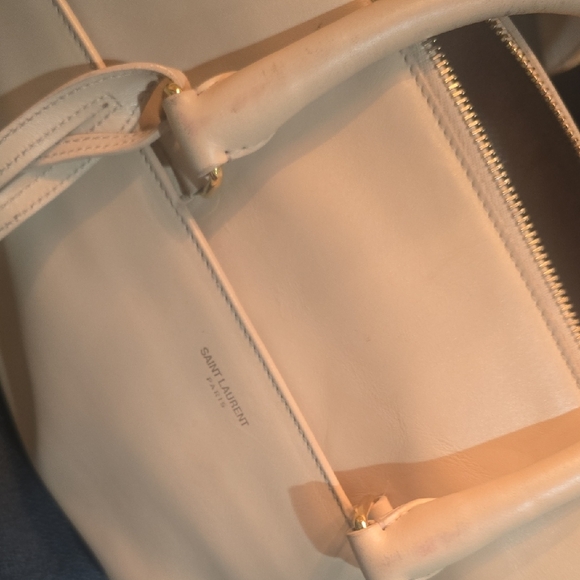 Saint Laurent Cream Satchel Leather Bag AUTHENTIC - Picture 9 of 13